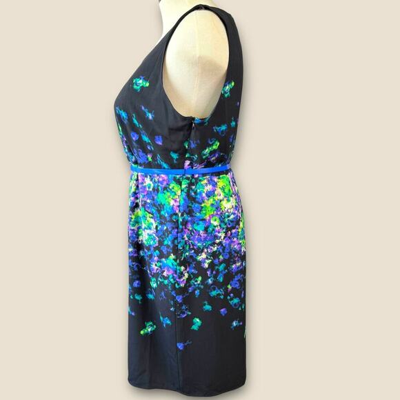 Lane Bryant Floral Sleeveless Sheath Casual Dress Belted Plus Size 22 Multicolor - Picture 3 of 12